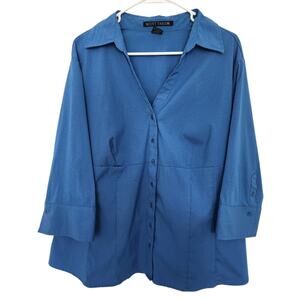 Scott Taylor Buttoned Down Blouse 2X Blue Office Career Business‎ Professional